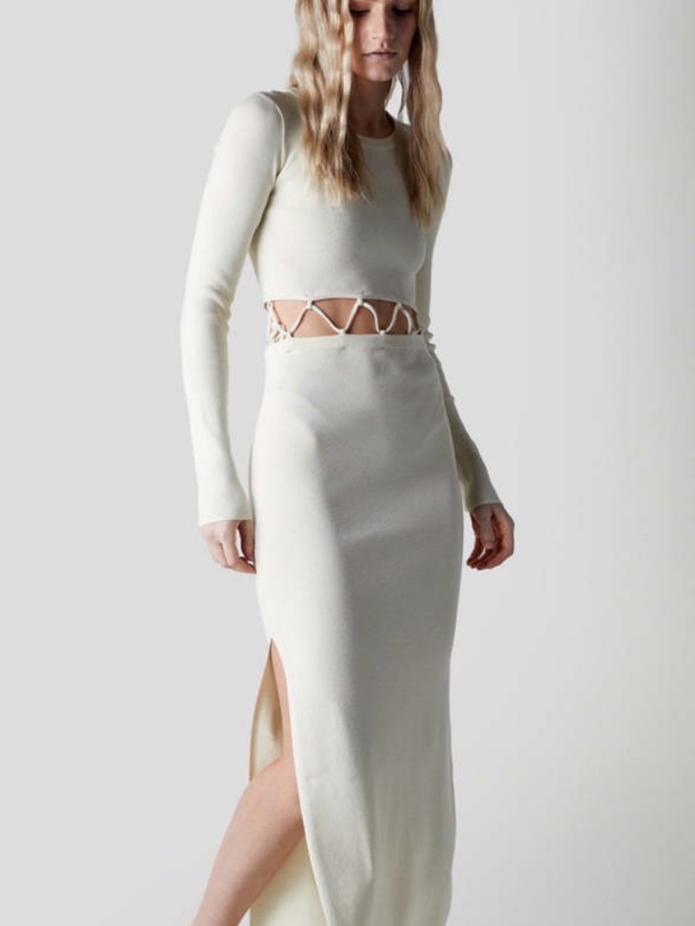 The Range- LONG SLEEVE SWEATER DRESS - LIGHT SHELL